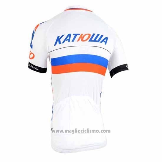 2015 Abbigliamento Ciclismo Katusha Bianco Manica Corta e Salopette